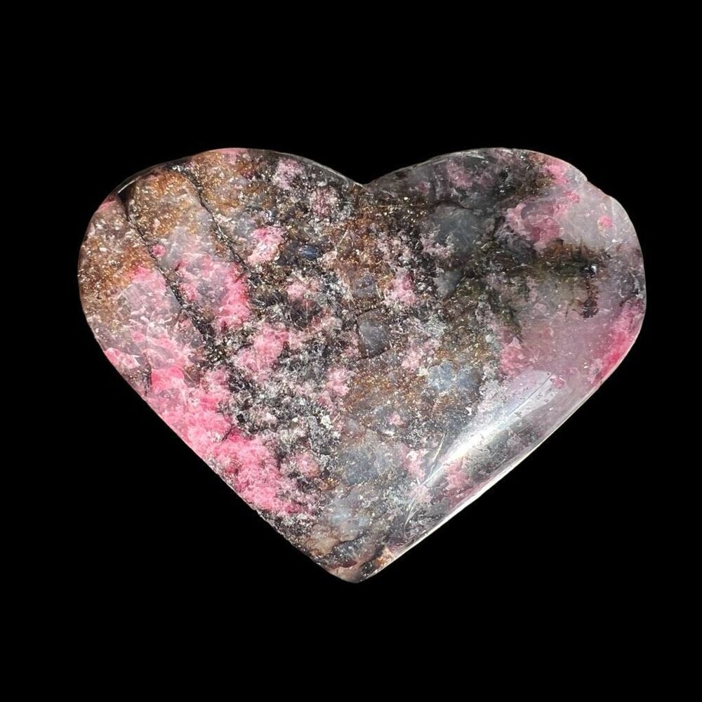 Icy Rhodonite Crystal Heart Carving - Picture 12 of 12